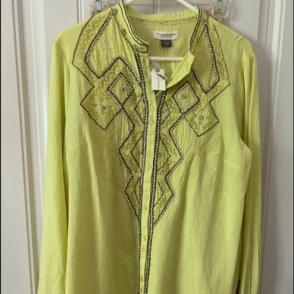 Crystal studded embroidered shirt